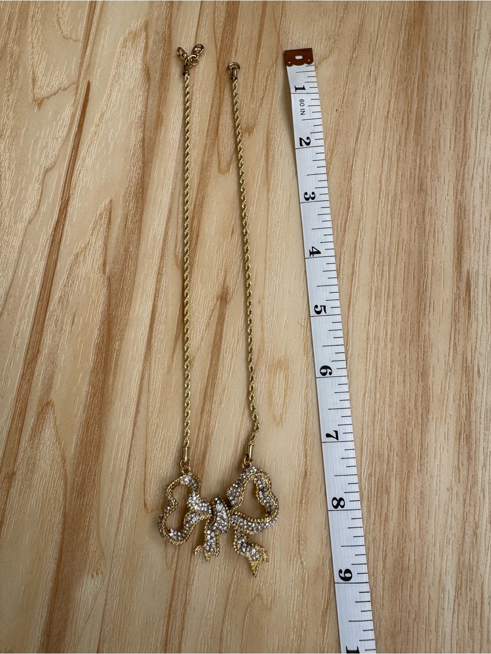 Brooks Brothers Gold-Tone Crystal Bow Pendant Necklace - Elegant Women Jewelry